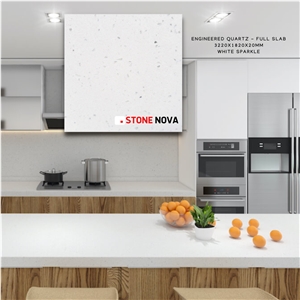 White Sparkle Engineered Quartz Kitchen Countertop
