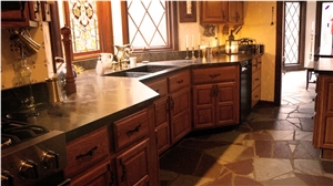 Black Minas Soapstone Kitchen Countertop With Farm Sink