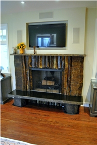 Polished Black Basalt Fireplace Hearth