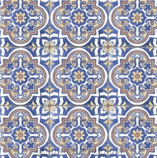 Aspect Pacific Blue Multicoloured Matt Porcelain Tiles