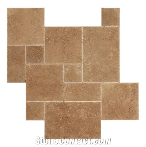 Noce Travertine Tumbled, Unfilled French Pattern 12Mm