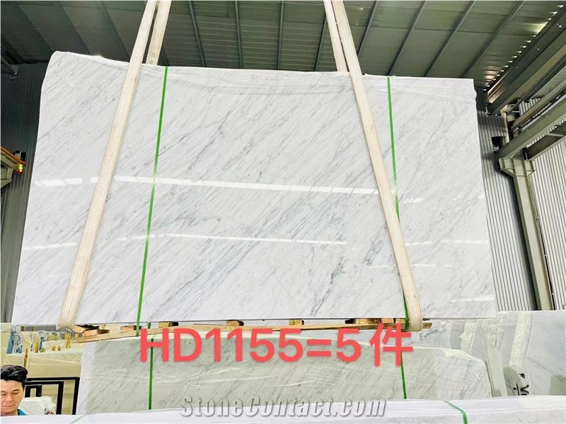 Carrara White Marble Slabs With Polished Surface Finishes