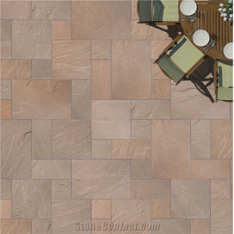 Autumn Brown Sandstone Terrace Floor French Pattern