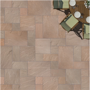 Autumn Brown Sandstone Terrace Floor French Pattern