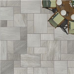 Kandla Grey Sandstone Opus Pattern Patio Floor