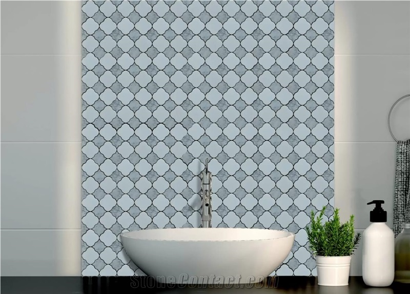Waterjet Cut Marble Mosaic Wall Covering Collection