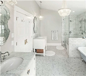 Bianco Carrara Marble Residential Bathroom Renovation