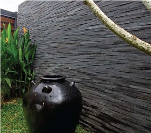 Rustic II Black Temple Lavastone Satin Wall Cladding Panel