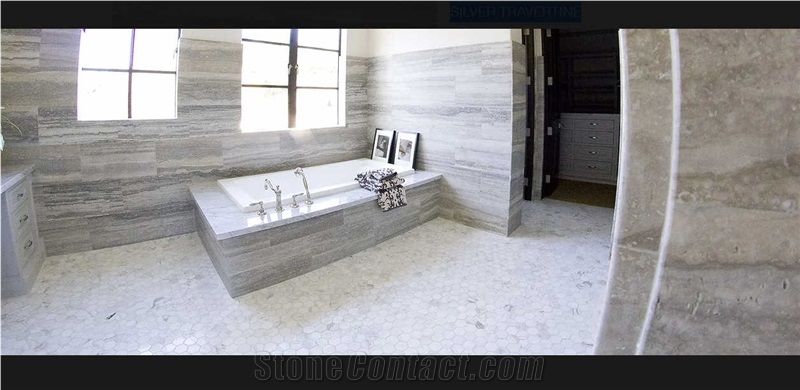 Silver Travertine-Travertino Silver Wall, Floor Tiles, Slabs