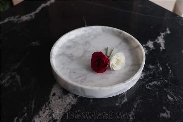 Marble Key Tray New Style Natural Marble Oval Shape