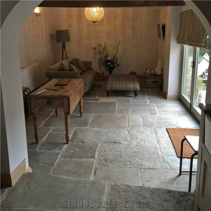 Reclaimed Antique English Yorkstone Flooring For Indoors