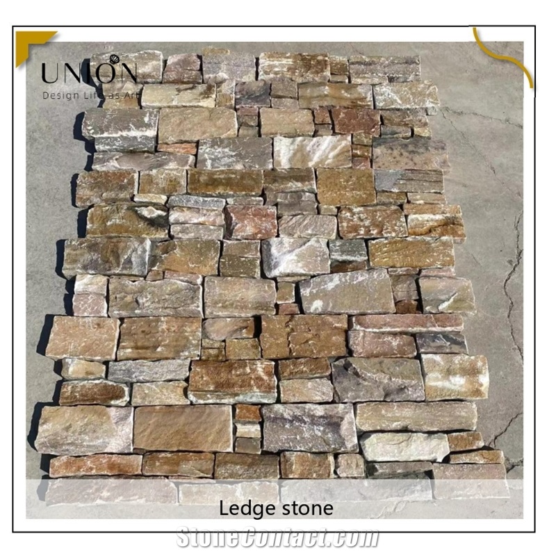 UNION DECO Beige Slate Ledger Stone Wall Cladding Tile, Jinxiu Slate