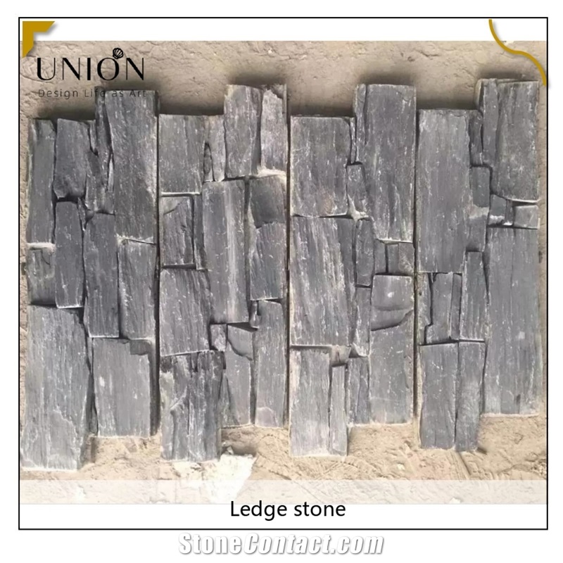 UNION DECO Black Slate Stacked Stone Cladding Stone Panel