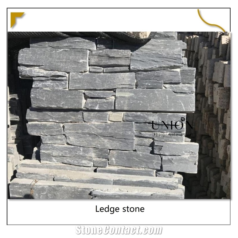 UNION DECO Black Slate Stacked Stone Cladding Stone Panel