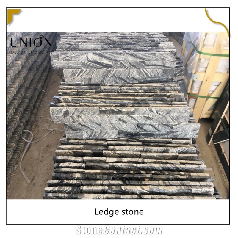 UNION DECO Black Wooden Marble Natural Stacked Stone Veneer