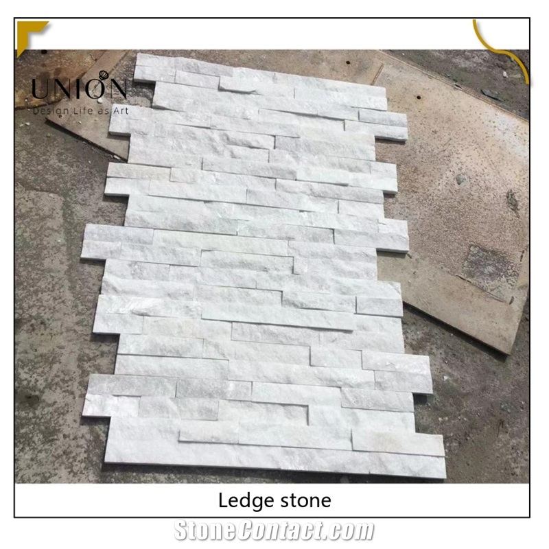UNION DECO Pure White Quartzite Veneer Stacked Stone Tile