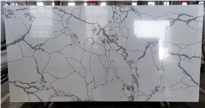 White Marble Texture Quartz Slabs ,Man-Made Stone Quartz