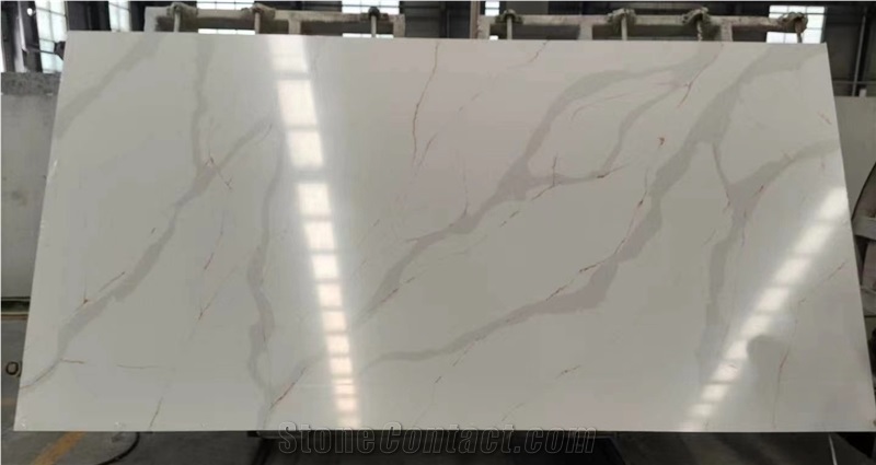 White Marble Texture Quartz Slabs ,Man-Made Stone Quartz
