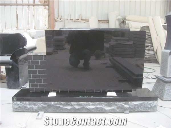 Black Granite Tombstone Design Upright Monument 34