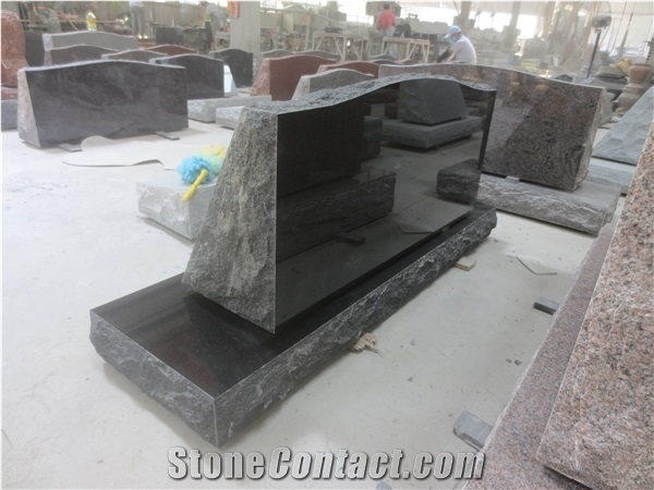 Black Granite Upright Grave Marker