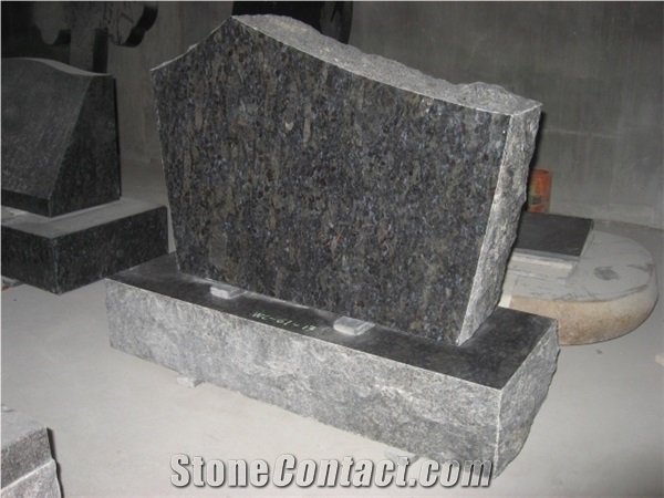 Blue Granite Monument Design Engraved Tombstone 1