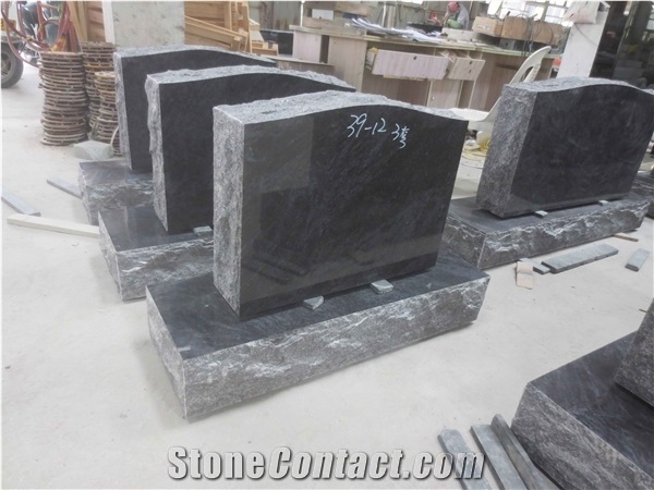 Blue Granite Uprigt Headstones Tombstone Monument 2