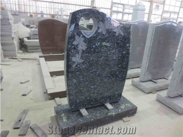 Blue Pearl Granite Gravestone Upright Headstone 06