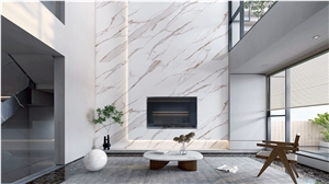 Calacatta Gold Lux Sintered Stone Modern Living Room Wall