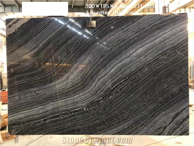 Ancient Wood Grain Marble Zebra Black Marble Slabs