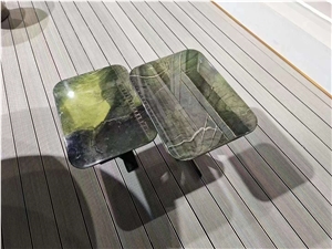 Avocatus Green Quartzite Teapoy Receiption Desk Rectangle Tabletops