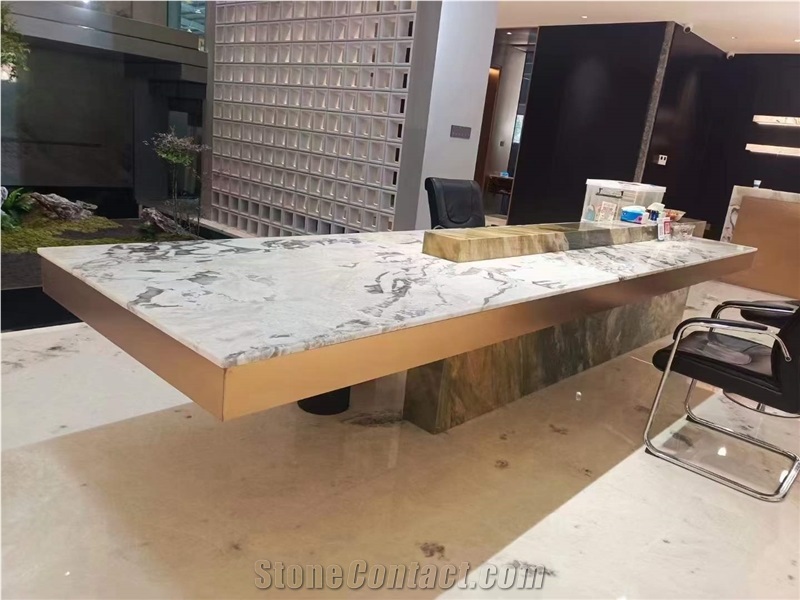 Picasso Crystal Marble Reception Desk Commercial Table