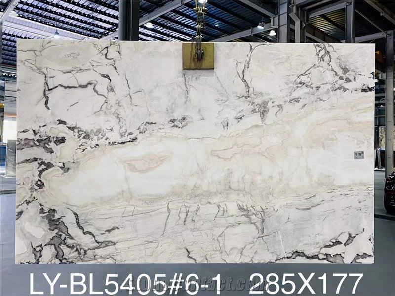 Picasso White Marble Bathroom Wall Slabs