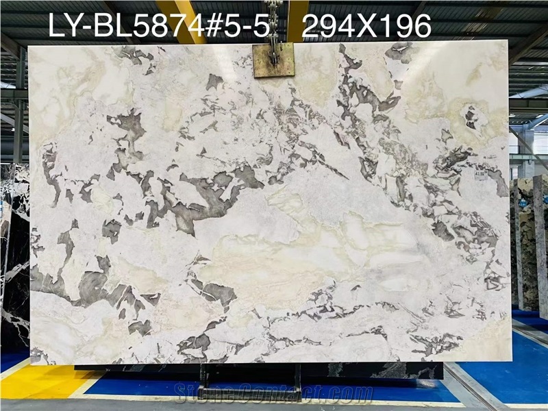 Picasso White Marble Bathroom Wall Slabs