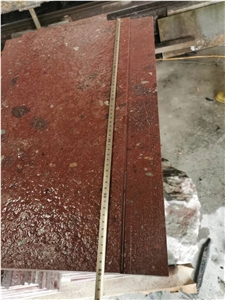 Red Porphyry Stair Treads With Groove 59X6mm For Aluminum Strips