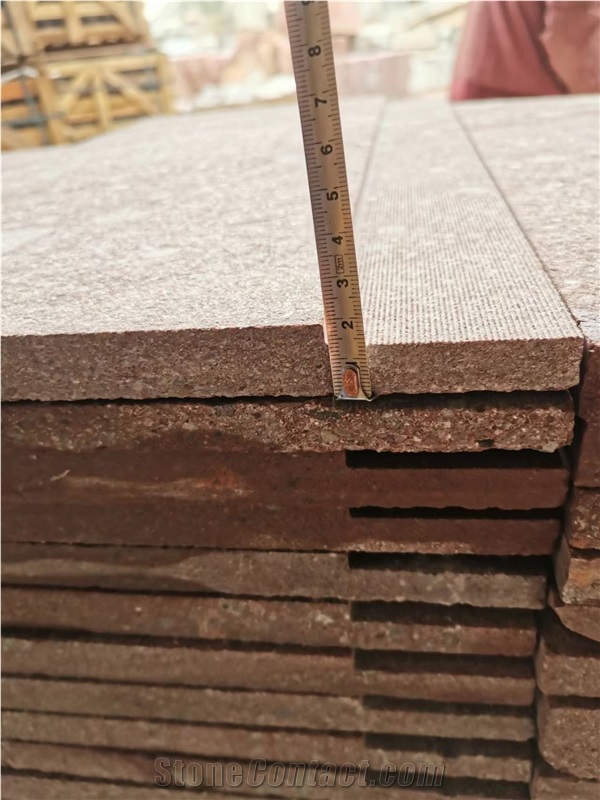 Red Porphyry Stair Treads With Groove 59X6mm For Aluminum Strips