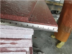 Red Porphyry Steps Stair Treads With Anti-Slip Strips