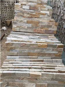 Wooden Quartzite Cultured Stone Wall Cladding Panels