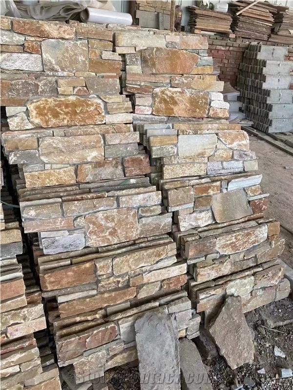 Wooden Quartzite Cultured Stone Wall Cladding Panels