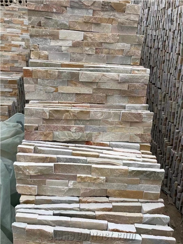 Wooden Quartzite Cultured Stone Wall Cladding Panels