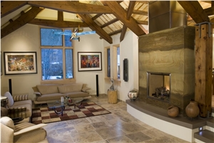 Sandalwood Stone Custom Fireplace