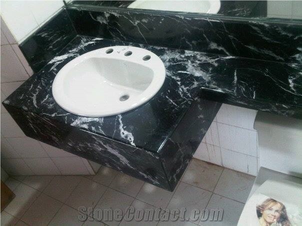 Nero Marquina Marble Bathroom Countertop