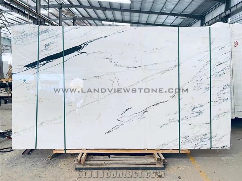 Bookmatched Oriental Calacatta White Marble Slabs
