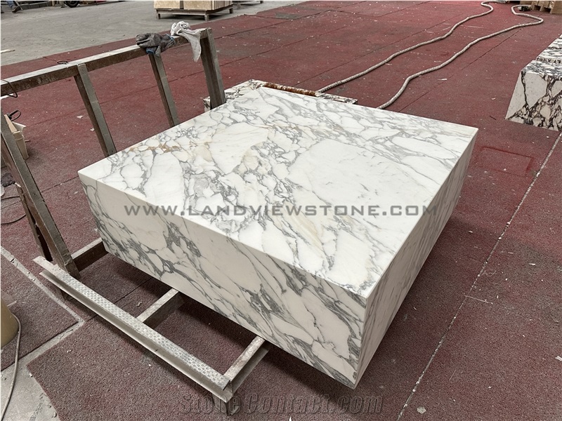 Low Height Calacatta Marble Block Coffee Table
