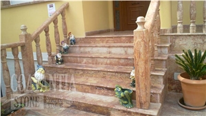 Rojo Alhambra Travertine Stair Steps