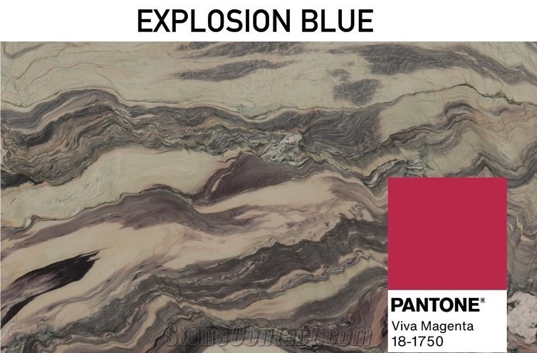 Viva Magenta Explosion Blue Quartzite Slabs