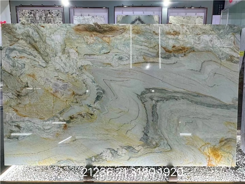 Brazil Fusion Gold Quartzite Golden Silk Ocean Wave Slab