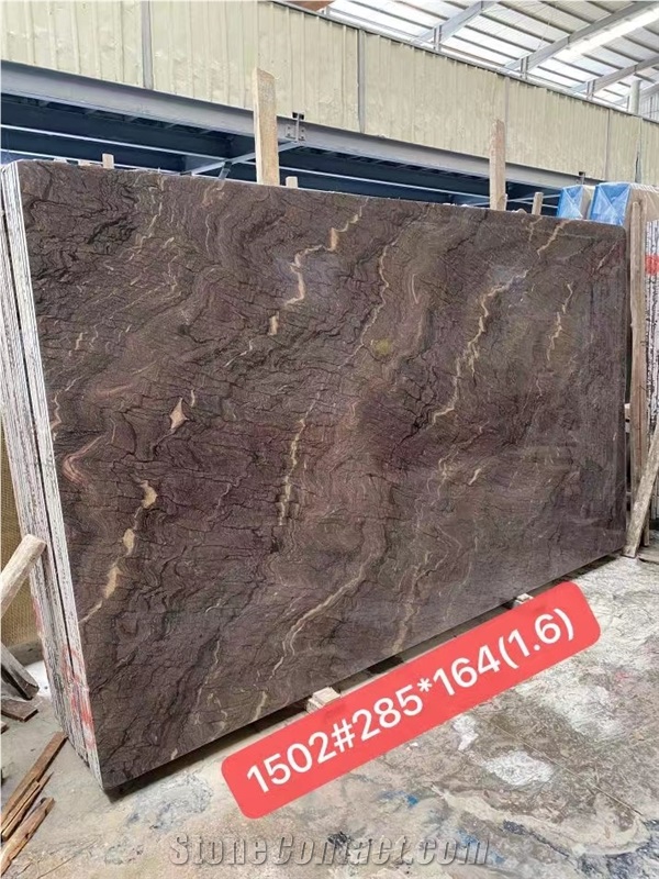 Violet Butterfly Marble Brown Slabs Rosso Luana Stone