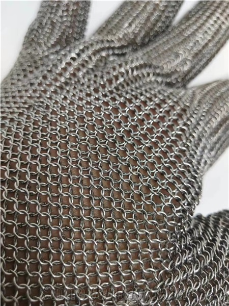 S304 Steel 5 Fingers Ring Mesh Chainmail Gloves