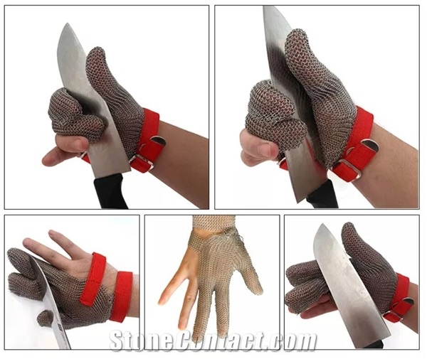 Stainless Steel Ring Mesh Gloves Anti Cutting