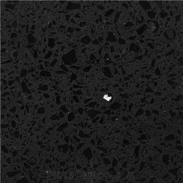 IS008-Black Galaxy Quartz Slabs Engineered Stone Tiles